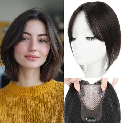 Productafbeelding van Solidchoice - Echt Haar Clip-in Haarstukje met Pony voor Vrouwen