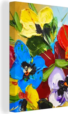 Produktbild von OneMillionCanvasses® - Leinwandbilder - 90x140 cm, Ölfarbe - Malerei - Blumen, Wandbilder Kunstdruck Wanddekoration - Foto auf Leinwand - Gemälde auf Holzrahmen  - Wandschmucke - Schlafzimmer