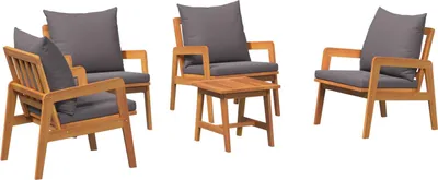 Immagine prodotto di Set bistrot con cuscino 5 pcs Marrone Legno di Acacia Massello