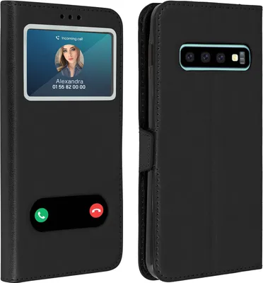 Obrázok produktu pre Avizar, Samsung Galaxy S10 Plus Flip Cover s dvojitým oknom a funkciou stojana, čierny