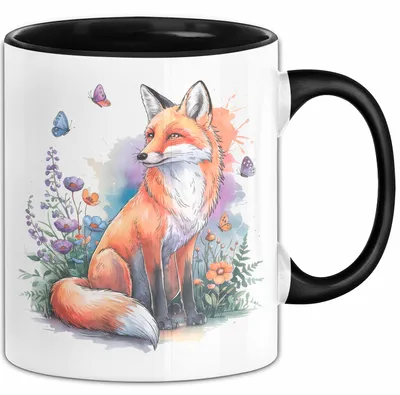 Produktbild von Fuchs Tierliebhaber Tasse Geschenk Lustige Geschenkidee Spruch (Schwarz)