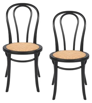 Image de SIGNATURE - Lot de 2 chaises en hêtre finition noire et assise rotin - TROQUET