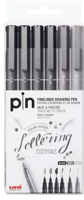 Produktbild von Dünner Zeichenstift PIN-200 grau verschiedene Stärken 6 Stk.