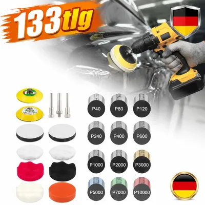 Produktbild von 133 Stück Polieraufsatz Akkuschrauber 75Mm Schleifscheiben Nassschleifpapier