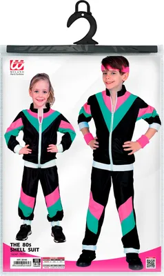 Immagine prodotto di tuta da ginnastica anni '80 per bambini - tuta da jogging - nero - taglia 116 - 164 cm Retro XL - 164 cm - 14-16 anni