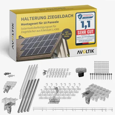 Produktbild von Avoltik Solar Halterung Ziegeldach Montageset Dach Befestigung für 10 Solarmodule