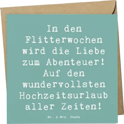Produktbild von Mr. & Mrs. Panda Klappkarte Spruch Flitterwochen Abenteuer - Meeresbrise - Geschenk, Romantik, Geschenke, doppelkarte, faltkarte, Grußkarte, Liebe, Heiraten, anlasskarte