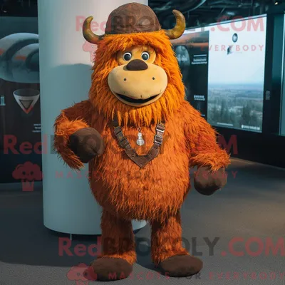 Produktbild von Maskottchencharakter REDBROKOLY eines Rostyaks mit Overall und Mütze
