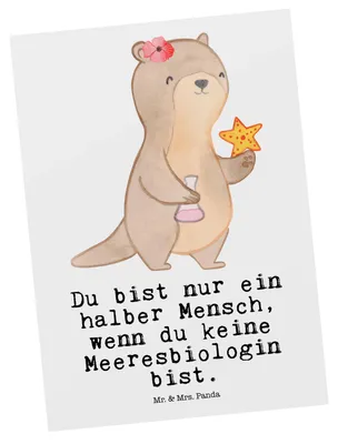 Produktbild von Mr. & Mrs. Panda Postkarte Meeresbiologin Herz - Weiß - Geschenk, Ansichtskarte, Studium, Lustig, Naturwissenschaftlerin, Grußkarte, Postkarten, Spruch, Fotokarte