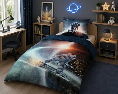 Produktbild von Bettwäsche Set 140x200 cm Astronaut Kosmos Spacerider Garnitur 140x200 cm + 70x90 cm - Astronaut