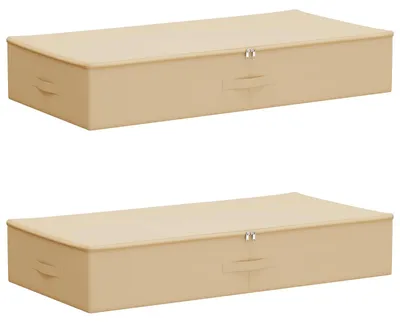 Image de vidaXL - Boîtes de rangement, lot de 2, en tissu non tissé, 100 x 50 x 18 cm, 90 litres, couleur crème