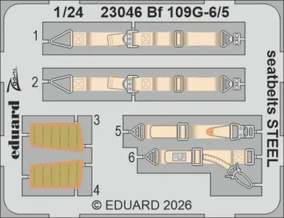 Zdjęcie produktu dla Pasy bezpieczeństwa Bf 109G-5/6 STEEL do modelu Airfix / 1:24