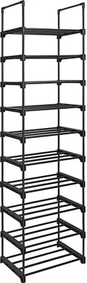 Produktbild von Songmics Schuhregal mit 10 Ablagen, offen, Schwarz, Eisen, Kunststoff, 10 Regale, 300 mm, 1740 mm