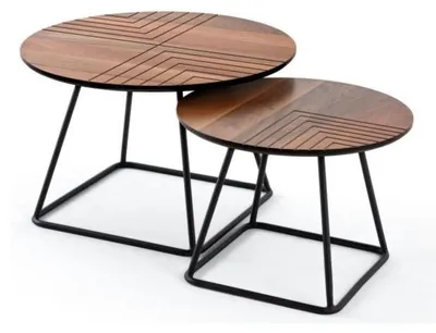 Produktbild von Wohnzimmer Set 2x Couchtische Beistelltische Kaffeetische Runde Tische