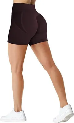 Produktbild von Kurze Leggings Damen Sport Radhose Push Up Short, für Fitness Brombeer Lila, Göße L