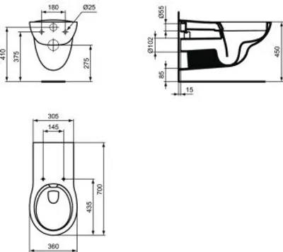 Produktbild von IDEAL STANDARD E1536HY Wandtiefspül-WC Contour 21+ Randlos