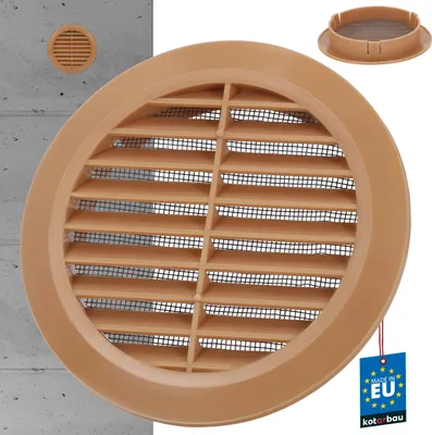 Produktbild von KOTARBAU® Lüftungsgitter 100 mm Rund Flansch Beige Belüftung Insektenschutzgitter Lamellengitter Belüftungsgitter Rohranschluss Abluftgitter Gitter