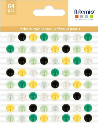Immagine prodotto di 64 perline adesive giallo-verde