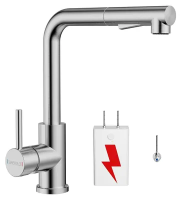Produktbild von Niederdruck Wasserhahn Küche Ausziehbar, 3 Anschlüsse, 2 Strahlarten, 360° drehbar, L-förmige Spültischarmatur, Ausziehbare Mischbatterie für Boiler