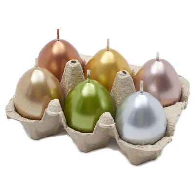 Produktbild von Kerze Ostereier dekorative Eierkerzen, Set mit 6 Stück, Metallic-Farben, Osterdekoration