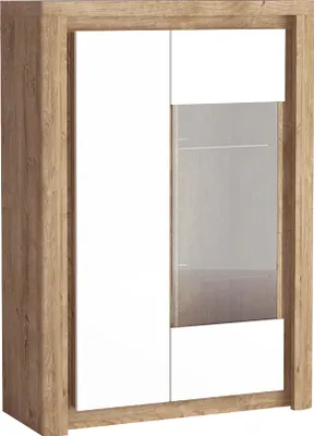 Obrázek produktu pro Prosklená komoda s LED osvětlením DURAZNO 3 - dub ribbeck / lesklá bílá