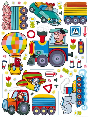 Obrázek produktu pro Samolepka na zeď Sanders & Sanders Farm Animals Blue, Green and Yellow - 600244 - 65 x 85 cm