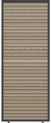 Image de Panneau Brise-Vue Aluminium Anthracite, Ventelles Horizontales Mobiles Finition Bois, 1 m