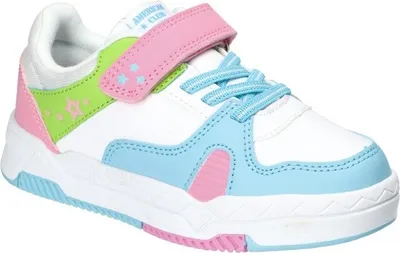 Produktbild von AMERICAN CLUB ES187 Solide Kinderschuhe mit Klettverschluss, Sneaker für Mädchen, modische Kinderschuhe, Innensohle aus Naturleder, Casual, Weiss/Blau 30