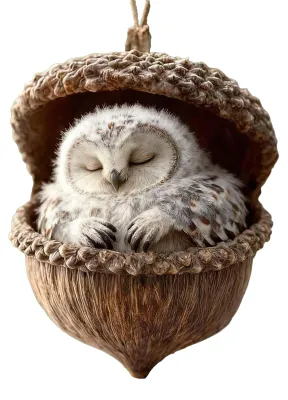 Produktbild von Weihnachtsbaumschmuck aus Acryl mit Eichel- und Waldtiermotiven, Eichhörnchen, Kaninchen und Ponys, 2D-Anhänger, ideal als Weihnachtsgeschenk.