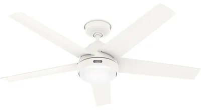 Image de Ventilateur de plafond pour l'extérieur avec éclairage LED et télécommande Marina Blanc 132 cm