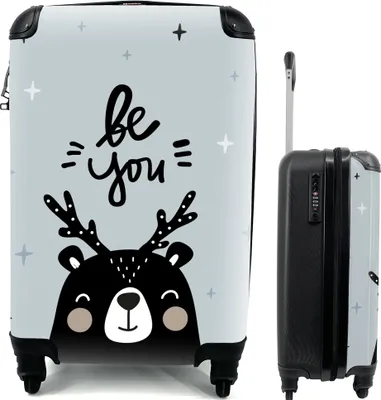 Produktbild von MuchoWow® MuchoWow® Koffer Handgepäck Trolley Rollkoffer Kleine Reisekoffer mit 4 Rollen - Zitate - Sprichwörter - Baby - Sei du - Kinder - Kinder - Cabin Size < 55x40x23 cm & 55x40x20 cm - Fotokoffer