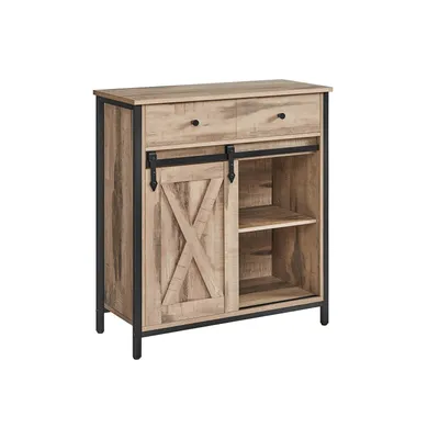 Image de Meuble d'appoint Rootz - Meuble de rangement - Aggloméré et acier - Chêne brun-noir - 30 cm x 70 cm x 80 cm - Très résistant - Tiroir - Poids : 20,3 kg - Capacité : 30 kg