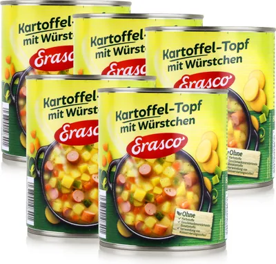 Produktbild von Erasco Kartoffel-Topf mit Würstchen 800g Fertigessen (5er Pack)