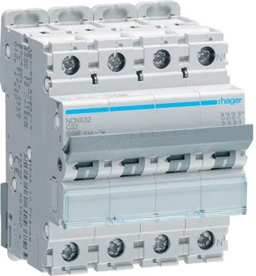 Immagine prodotto di MCB Interruttore di sovracorrente 10 kA 3P N C 32 A NCN632 Hager
