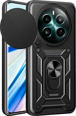 Immagine prodotto di Custodia per Realme 12+, Custodia in silicone TPU Bumper con supporto ad anello, protezione per fotocamera Nero