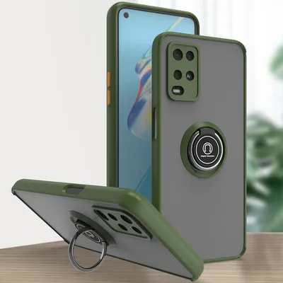 Produktbild von OPPO A54 4G Hülle, Ring Halter Ständer Matte Transluzent TPU Rahmen Stoßfest Schutzhülle für OPPO A54 4G Grün
