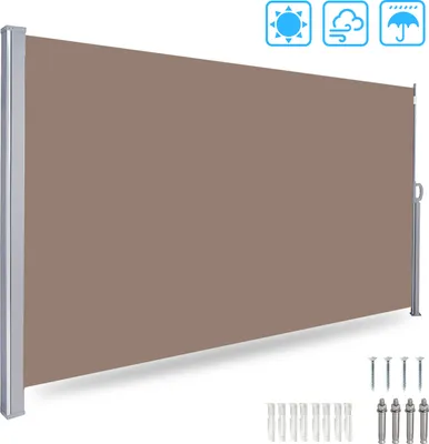 Produktbild von Clanmacy Seitenmarkise 180x300cm Sichtschutz Ausziehbar Blickdicht Sonnenschutz Markise Balkon Terrasse Garten Seitenrollo Windschutz Brau