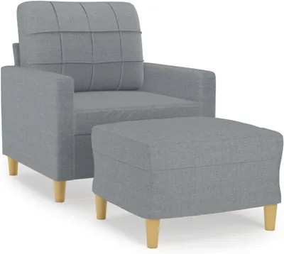 Produktbild von Hellgrauer Sessel mit Hocker, 60 cm Stoff, 19.7kg