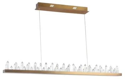 Produktbild von Casa Padrino LED Hängeleuchte mit messingfarbenem Metallrahmen und Kristallglaszacken 115 x 9 x H. 10,4 cm