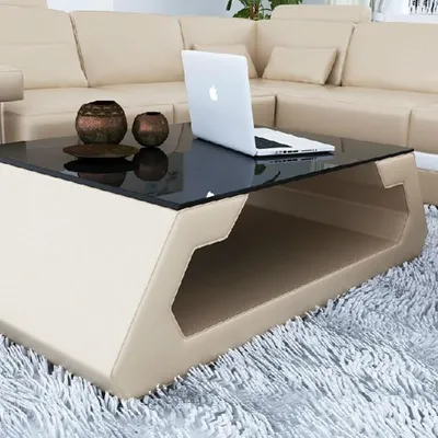 Produktbild von Sofatisch Design Wonzimmer Glas Leder Couch Sofa Tisch Beistell Kaffee  Tische