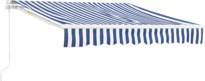 Image de Store à bras articulé « Bitonto » 300 x 250 cm avec manivelle, structure en aluminium, bleu / blanc