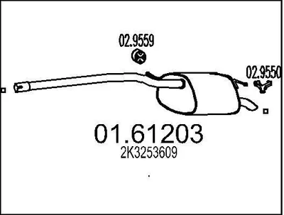 Produktbild von MTS 01.61203 Endschalldämpfer für VW Caddy III Kombi (2KB, 2KJ, 2CB, 2CJ) Auspuff