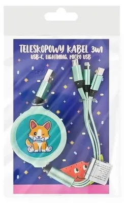 Obrázok produktu pre Kľúčenka s nabíjacími káblami, zelená, 3 v 1 – MCD