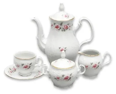Produktbild von Kaffeeservice, Thun Bernadotte, rosa, Goldlinie, 15 Stück