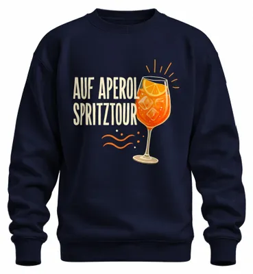 Productafbeelding van Aperol Spritz cocktail, zomer, vrijgezellenfeest, aperitief, Prosecco, sweatshirt, trui, marineblauw, maat L
