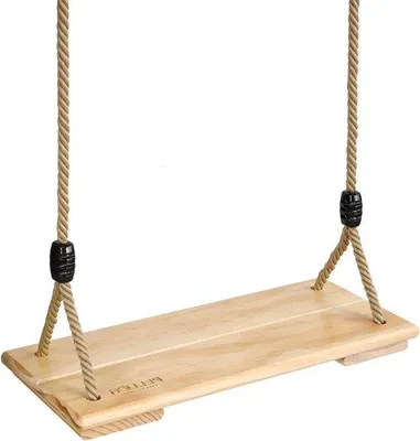 Produktbild von Famanu Holzschaukel mit Karabinerhaken für Erwachsene - rostfrei - verstellbar - bis 100 kg