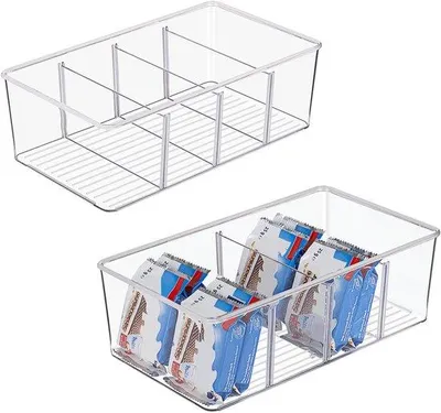 Produktbild von Kühlschrank-Organizer 2-teilig, 4 Fächer, BPA-frei, stapelbar, für Tee, Snacks, Kräuter