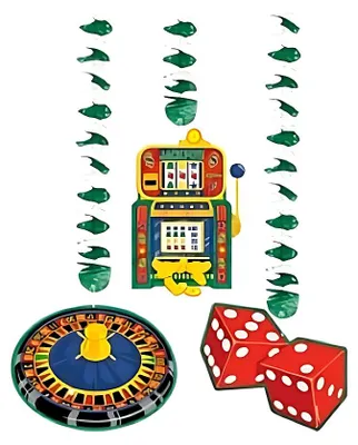 Produktbild von Amscan Casino Spiralgirlande aus Kunststoff, 3er-Set für Party-Dekoration