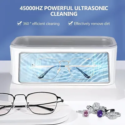 Produktbild von 400ML Automatisch Ultraschallreiniger, 45000Hz, mit 4 Reinigungsmodi, Tragbares Profi-Ultrasonic Reinigungsgeräte, für Brillen Schmuck Uhr