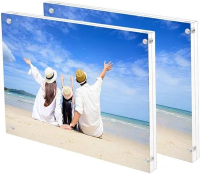 Image de Unyqoos® Cadre photo en acrylique transparent – double face, magnétique et résistant aux UV, 13 x 18 cm, présentation élégante pour photos et diplômes